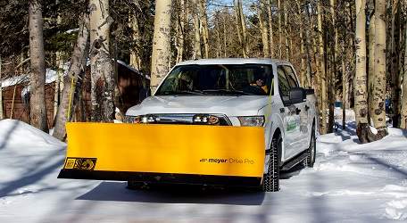 Meyer Drive Pro snow plow mounted on a Ford F-150 SUV — Leduc & Fils