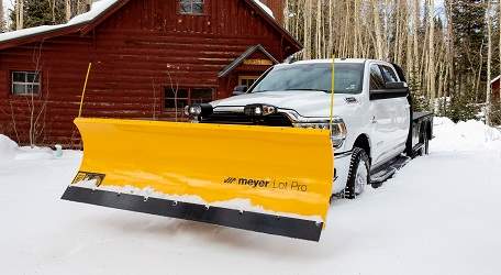 Meyer Lot Pro snow plow mounted on a Ram half-ton pickup — Leduc & Fils