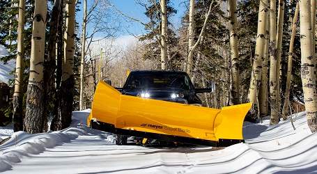 Meyer Super Blade snow plow mounted on a medium-duty truck — Leduc & Fils